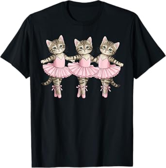 Ballet Cats Funny Ballerina Kitten Tee for Women Girls kid T-Shirt