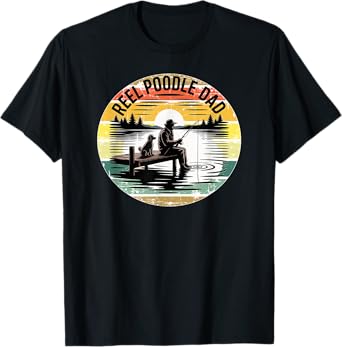 Poodle Dad Funny Dog Poodles for Men Fishing T-Shirt