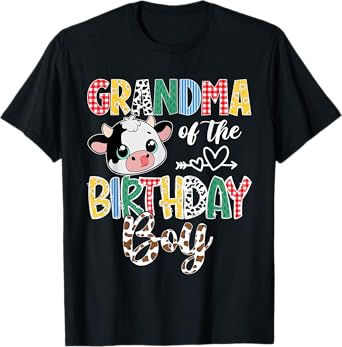 Grandma Of The Birthday Boy Cow Farm Matching Family T-Shirt