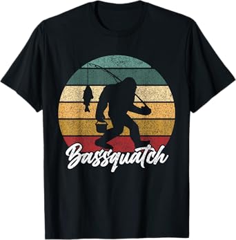 Bassquatch! Bass Fisherman Sasquatch Funny Bigfoot Fishing T-Shirt