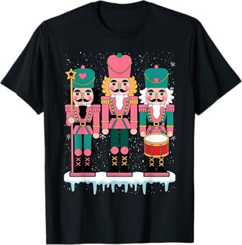 Pink Nutcracker Squad Xmas Pink Christmas Pajamas Women Kids T-Shirt
