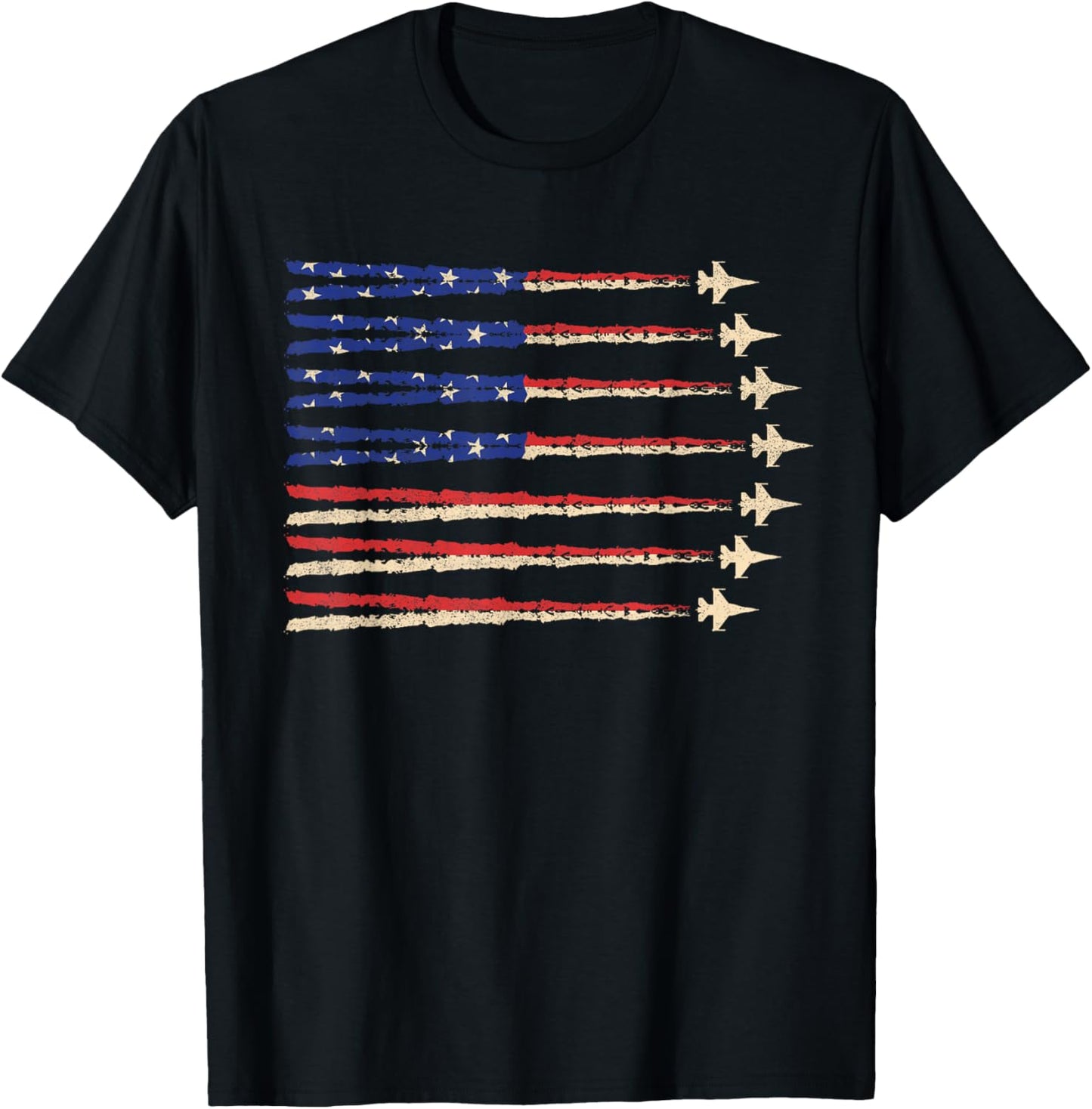 American Flag Red White Blue Jets Flyover Usa 4th Of July T-shirt