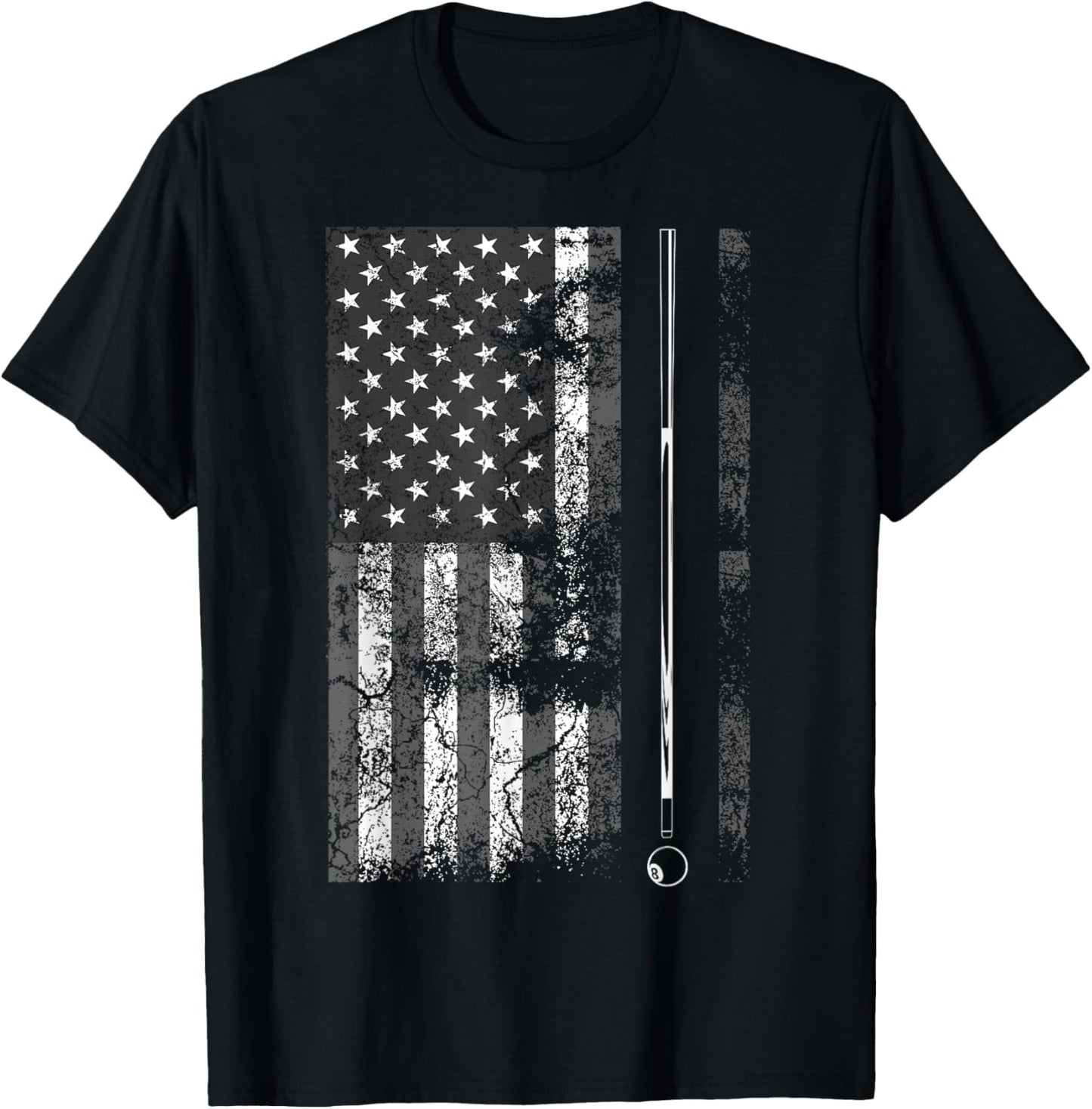 American Flag Billiard Stick Cute Table Game Funny USA Gift T-Shirt