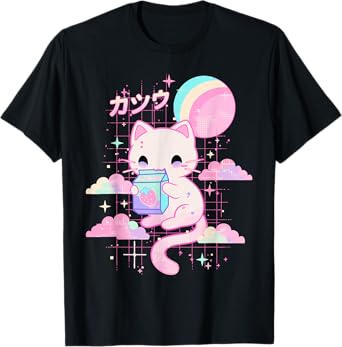 Cat Strawberry Milk Anime 90s Japanese Cat Japan T-Shirt