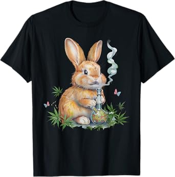 Happy 420 Easter Day Bunny Smoking Weed Marijuana Funny 420 T-Shirt