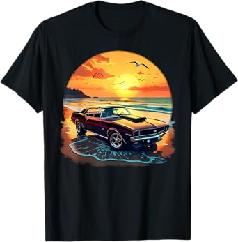 Classic Muscle Car Retro Vintage Style American Car Beach T-Shirt