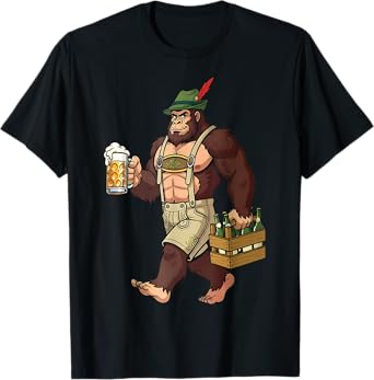 German Bigfoot Sasquatch Beer Lederhose Funny Oktoberfest T-Shirt