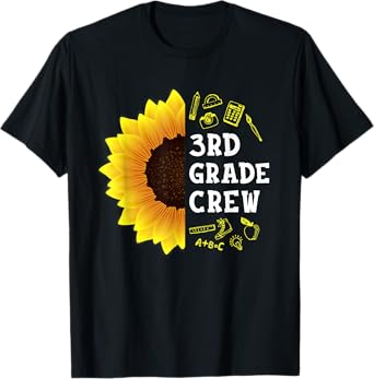 Sunflower 3rd Grade Crew Students Kids Team Back To School T-Shirt