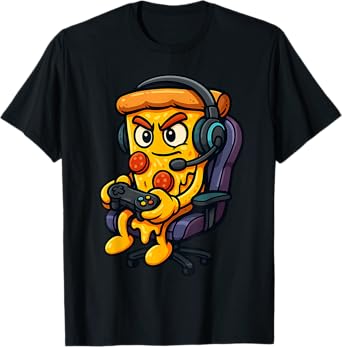 Gamer Pizza Video Games Funny Food Gaming Enthusiast Graphic T-Shirt