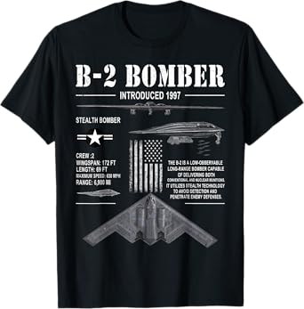 B-2 Bomber Stealth Airplane Schematic American Flag B2 T-Shirt
