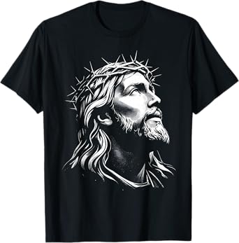 Jesus Christ Face With Crown Of Thorns God Bible T-Shirt