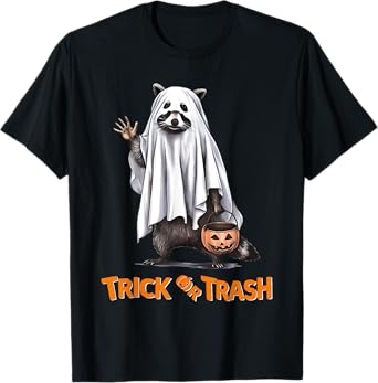 Trick Or Trash Funny Raccoon Halloween Ghost Costume Racoon T-Shirt
