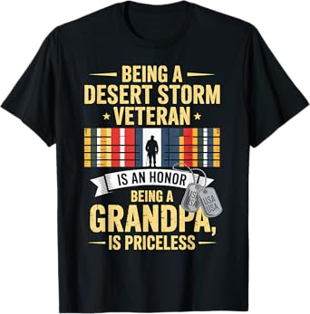 Desert Storm Veteran Grandpa Priceless Gift T-Shirt