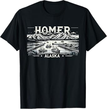 Homer Alaska AK Fishing Fishermen Outdoor Retro T-Shirt