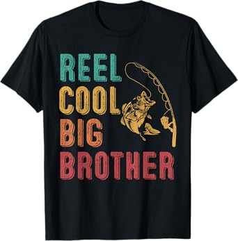 Reel Cool Big Brother Funny Matching Family Fishing Vacation T-Shirt