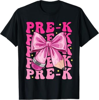First Day Of Pre-K Girls Coquette Bow Back To School PreK T-Shirt