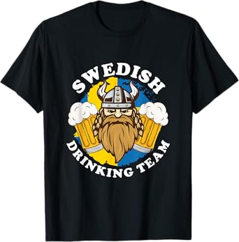 Swedish Drinking Team Beer Alcohol Party Sweden Flag Viking T-Shirt