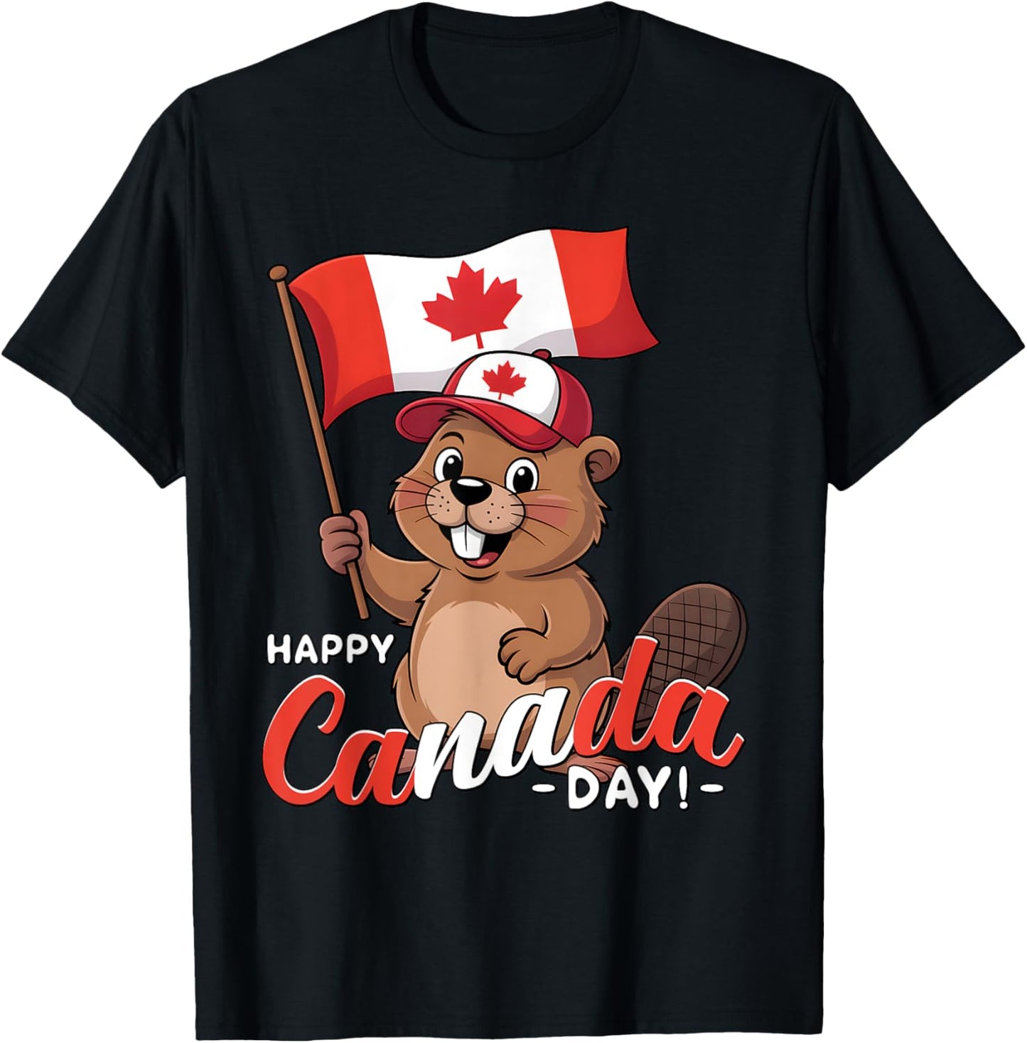 Happy Canada Day Cute Beaver Canadian Flag Maple Leaf Women T-Shirt