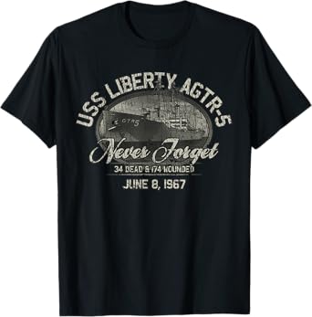 Vintage Men USS Liberty 1967 Military Distressed T-Shirt