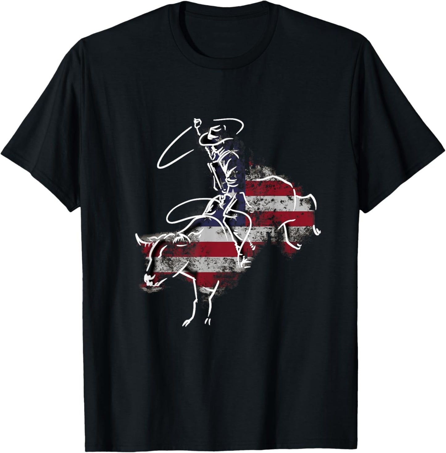 American Rodeo Bull riding Retro grunge USA Vintage Flag T-Shirt