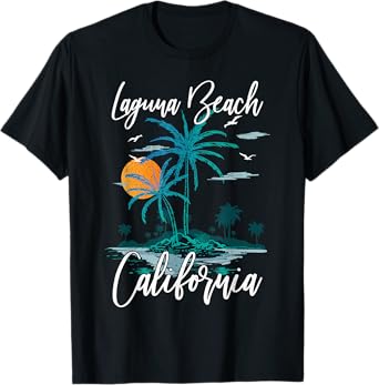 Family Vacation Retro Sunset California Laguna Beach T-Shirt for Men Women Kids