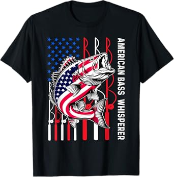 Patriotic Anglers American Bass Pro Whisperer Fisherman T-Shirt