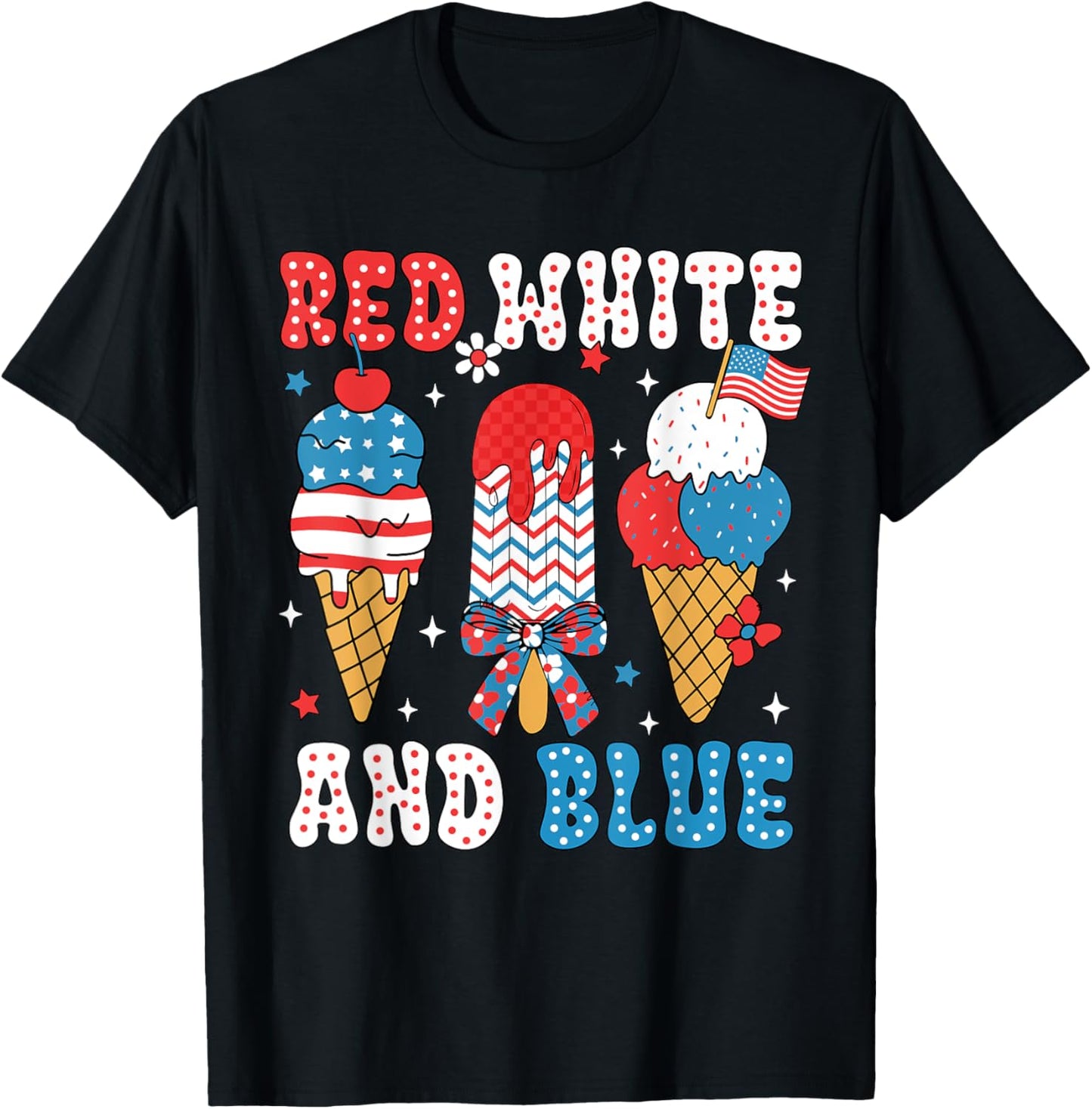 Red White And Blue Popsicle USA Flag Patriotic 4th Of July T-Shirt