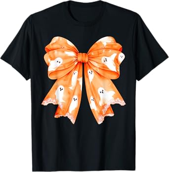 Halloween Girls Coquette Bow Cute Ghost Costume T-Shirt