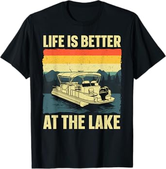 Funny Pontoon Boat Art For Men Women Pontoon Boat Captain T-Shirt