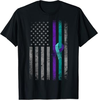Vintage American Flag Suicide Prevention Awareness T-Shirt