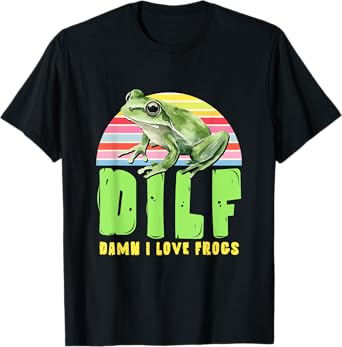 DILF Damn I Love Frogs Retro Funny Amphibian Lover Men Women T-Shirt