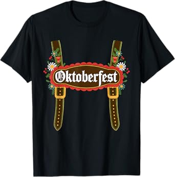 Oktoberfest Lederhosen Costume Cute German Bavarian Men Boys T-Shirt