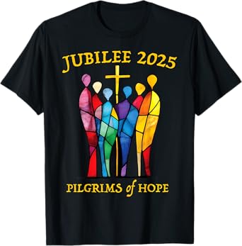 Catholic Jubilee 2025 Stained Glass Pilgrims Of Hope T-Shirt