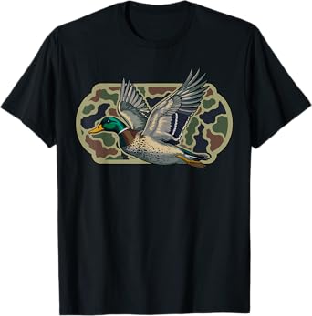 Camo Patriotic Mallard Duck Camouflage Flying Duck Hunting T-Shirt