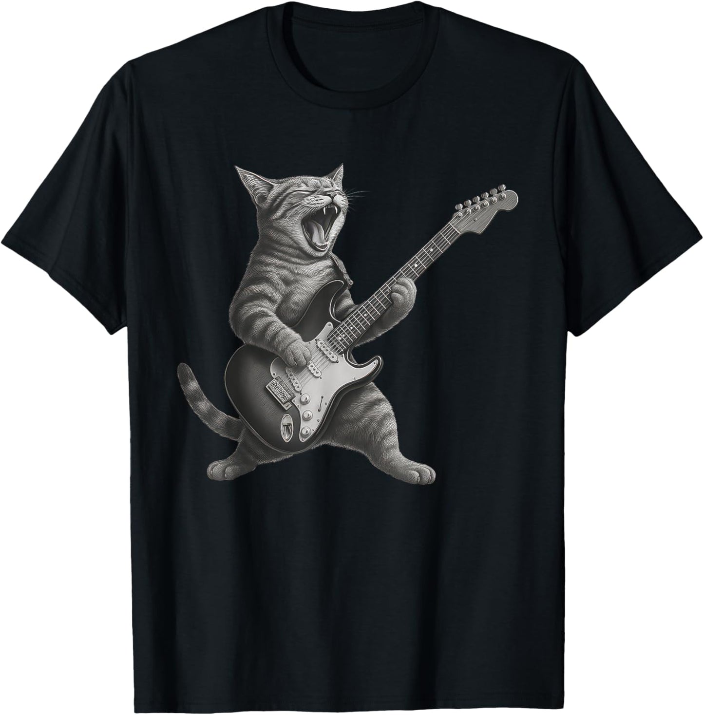 Cat Playing Guitar Rock Star Rock And Roll For Men Women Kid T-shirt