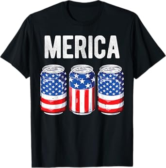 Beer American Flag 4th Of July Merica USA Men Women Drinking T-Shirt