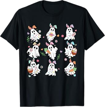 Easter Bunny Ghost Easter Tee Floral Ghostie T-Shirt