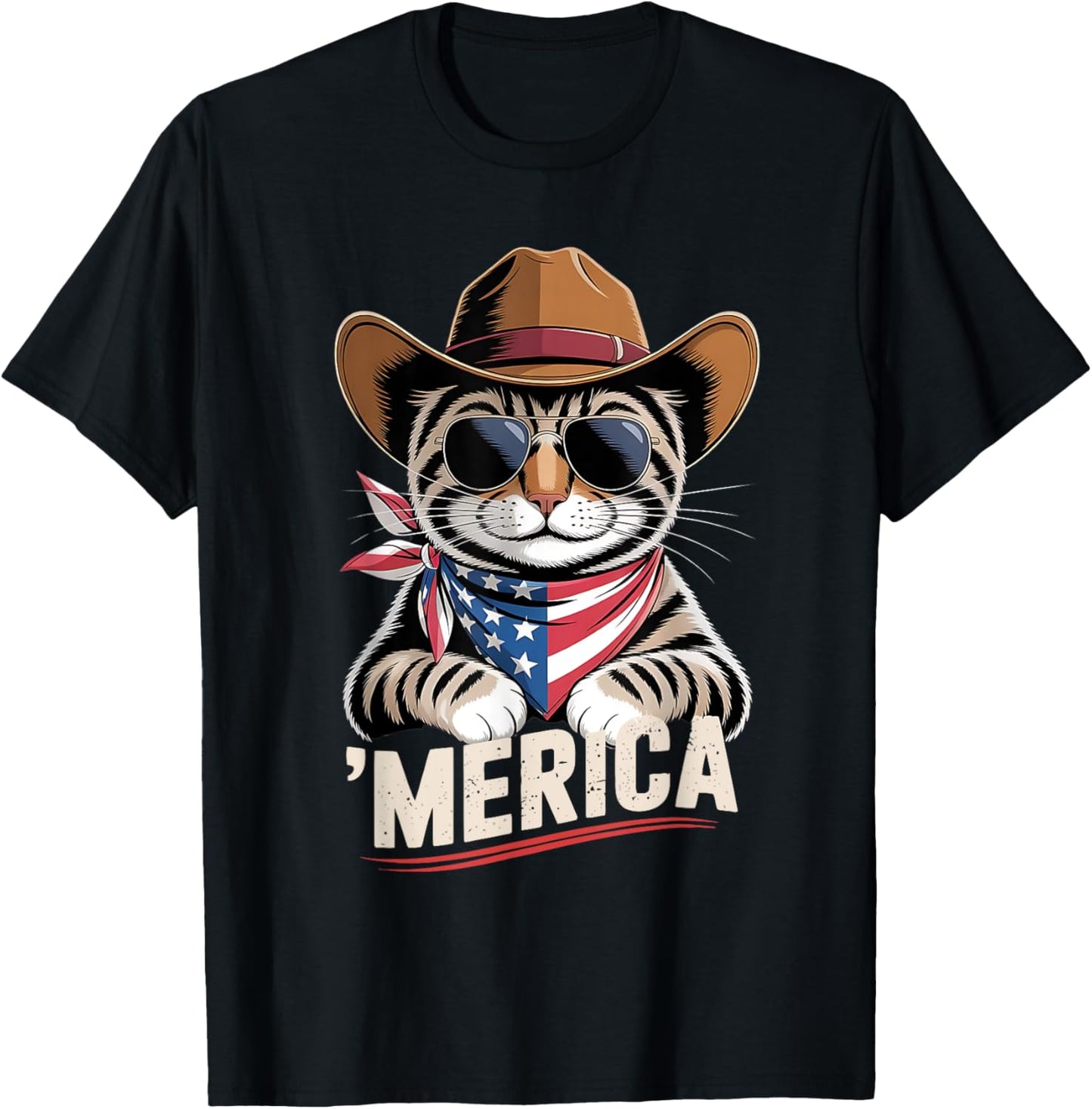 Usa 'merica Cat 4th Of July Men Women Kids Funny Patriotic T-shirt