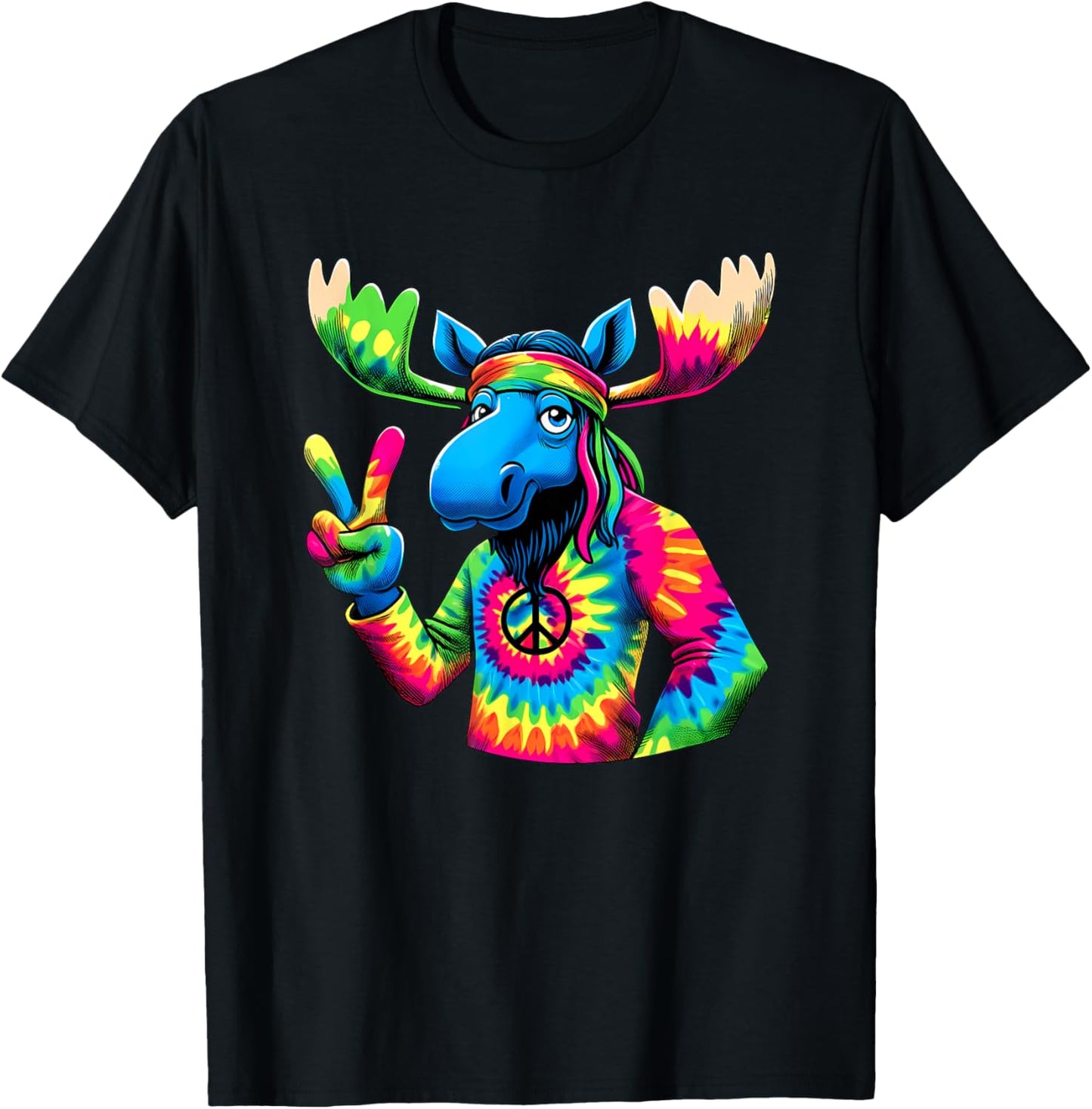 Peace Sign Tie Dye Moose T-Shirt