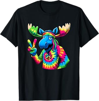 Peace Sign Tie Dye Moose T-Shirt