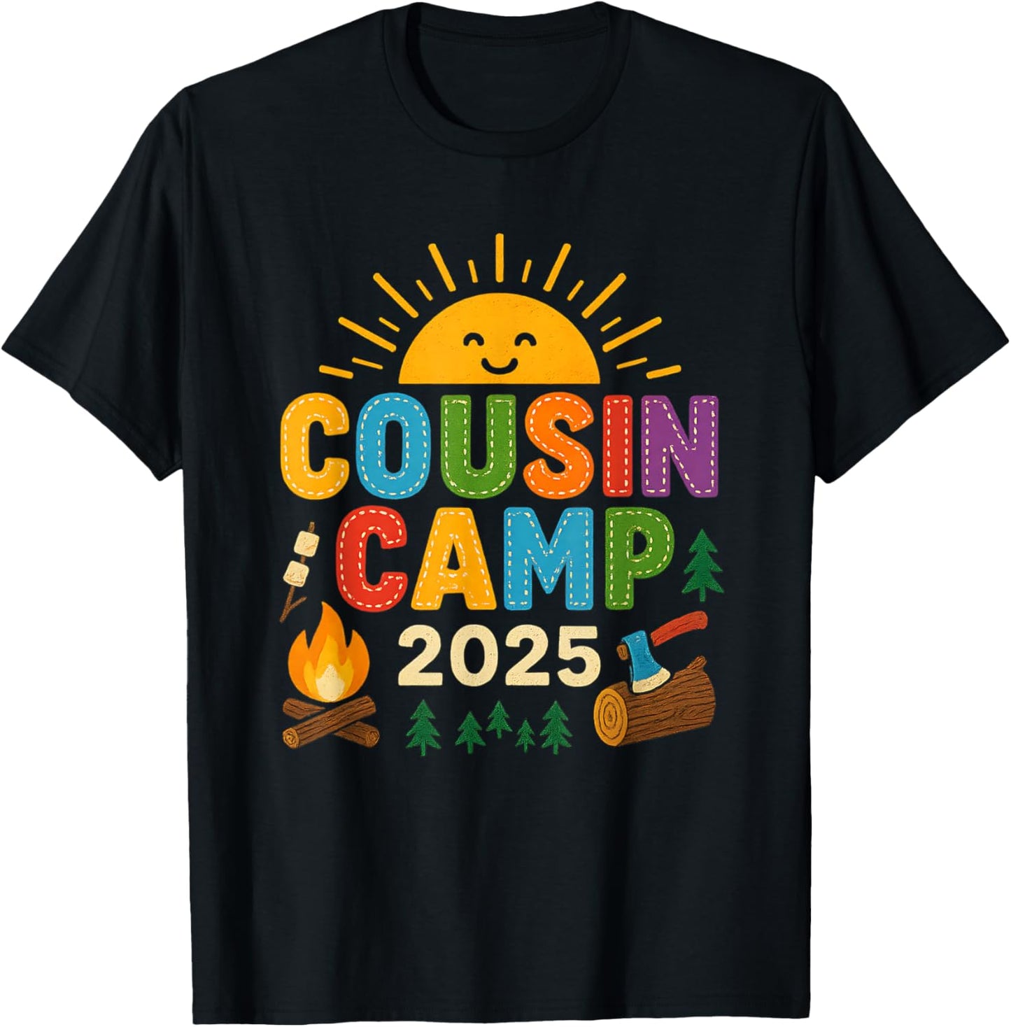 Cousin Camp 2025 Family Vacation Summer Camping Crew T-Shirt