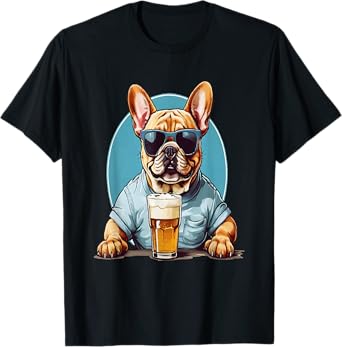 Cool French Bulldog Beer Graphic for Men Women T-Shirt