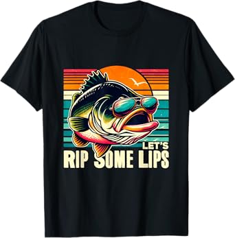 Let's Rip Some Lips Funny Fishing Lovers Gifts Bass Fishing T-Shirt