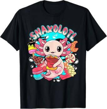 Cute Axolotl Lover Snaxolotl Food Sweets Kids Boys Girls T-Shirt