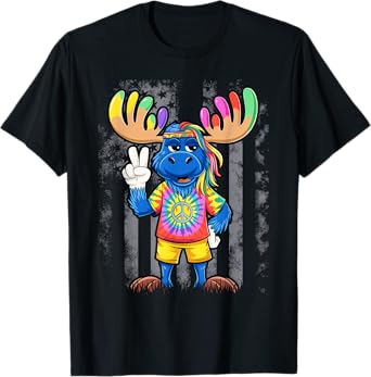 Peace Sign Tie Dye Moose T-Shirt