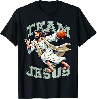 Team Jesus Basketball Tee Christ Playing Basketball Sport T-Shirt