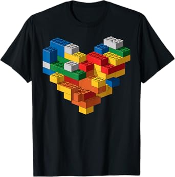 Kids Brick Builder Bricks Heart Building Blocks T-Shirt