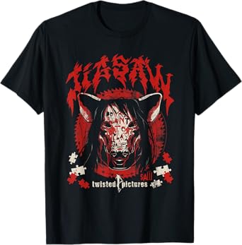 Saw Jigsaw Pig Mask Heavy Metal Horror Movie T-Shirt