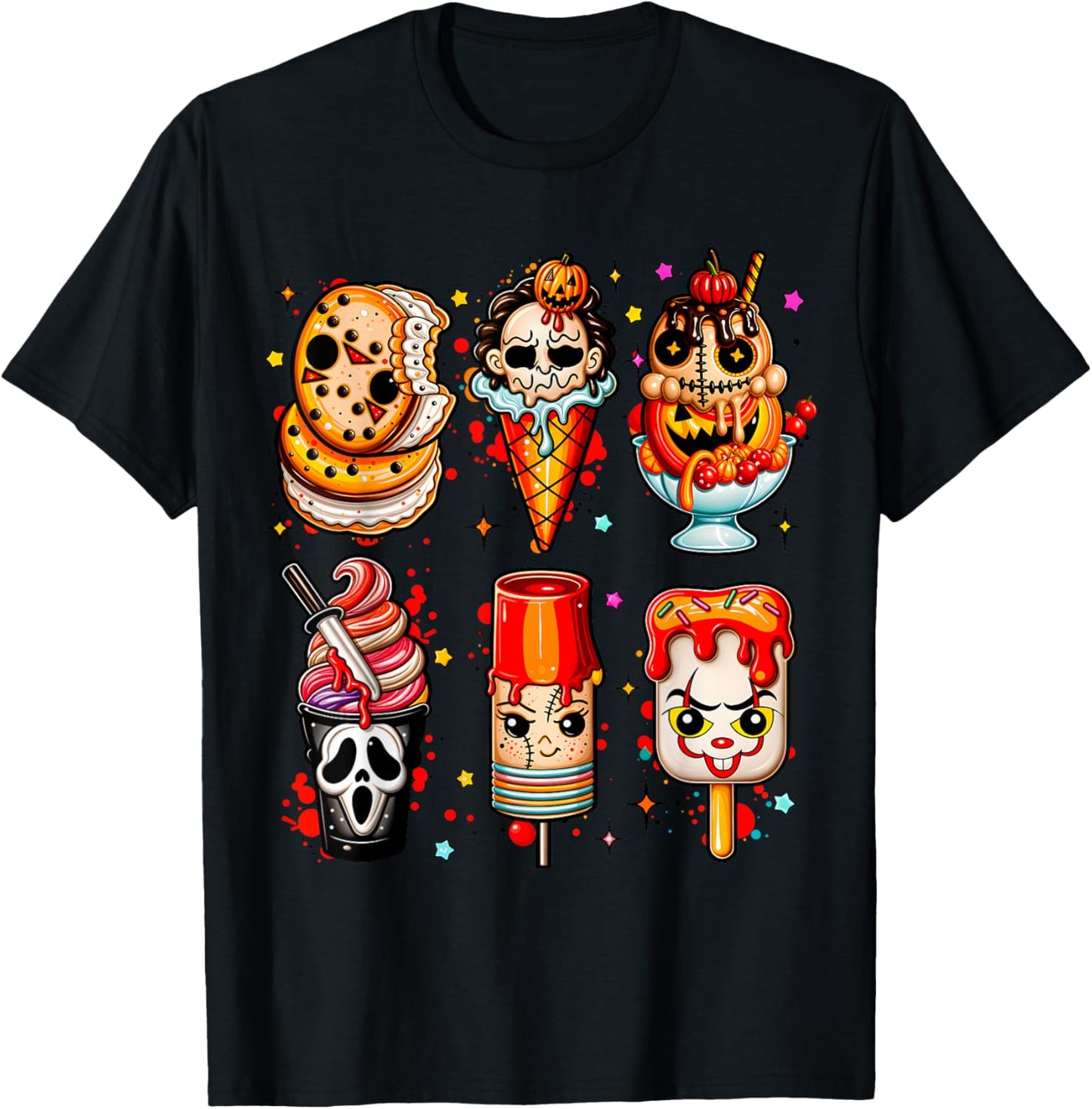 Horror Movies Summer Popsicle Halloween Ice Cream Summerween T-Shirt