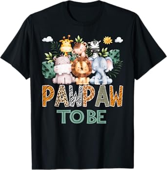 Soon To Be Pawpaw Jungle Animal Safari Gender Reveal T-Shirt